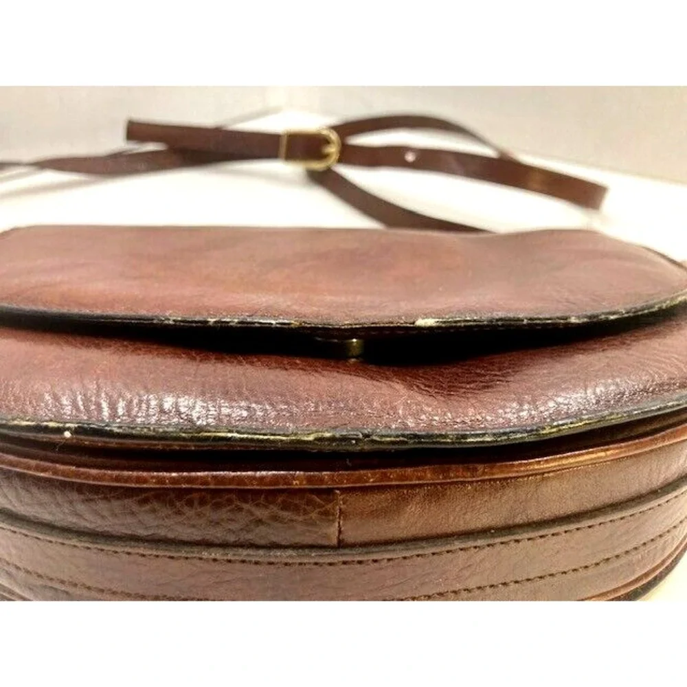 Rare Vtg Michael Rome Vintage Italian Leather Brown Crossbody Purse‎